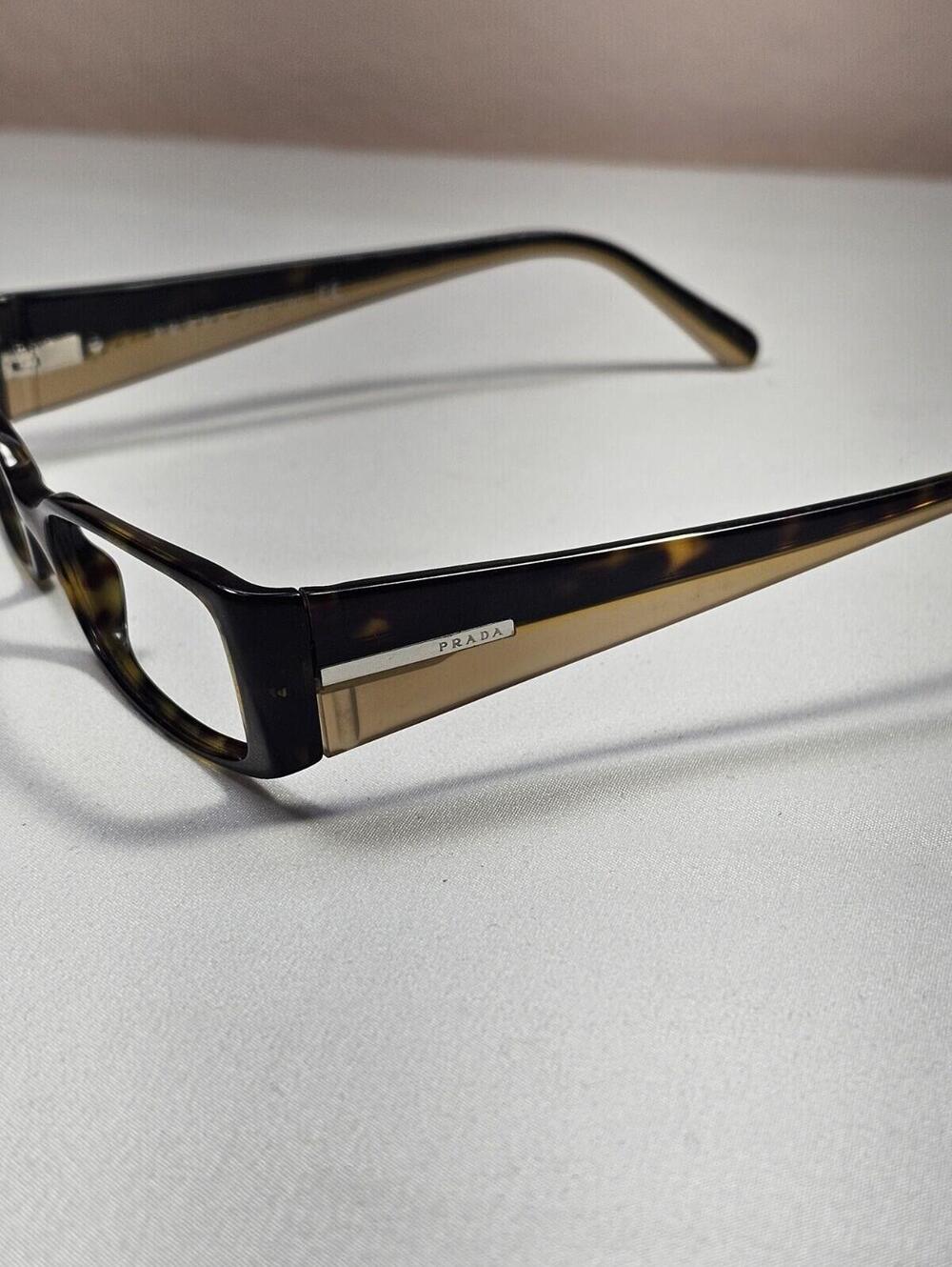 PRADA VPR16G Brown Havana Beige Eyeglasses Frames Only Italy 51-17-135 *read* - Picture 5 of 12